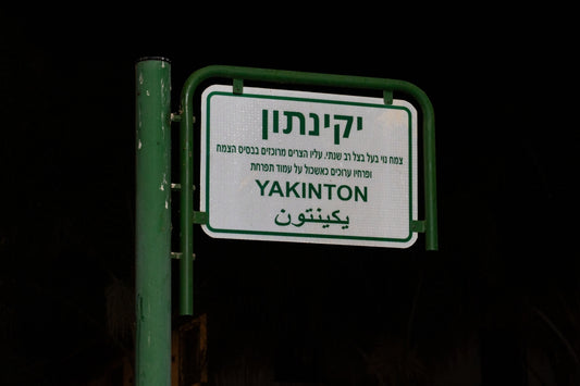 Street sign with yakinton in english and hebrew